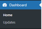 home and updates tab on wordpress